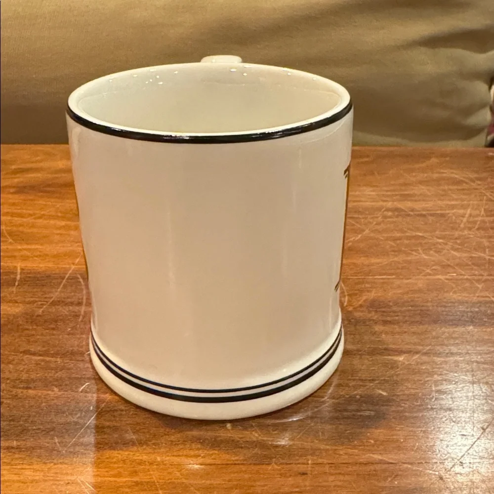 NWOT Sur La Table Initial B Stoneware Mug White Black Cup Microwave Safe NEW!